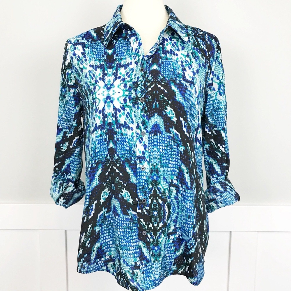 Joe Fresh Snakeskin Print Button Front Blouse